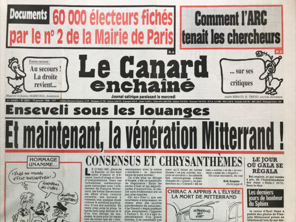 Couac ! | N° 3924 du Canard Enchaîné - 10 Janvier 1996 | Nos Exemplaires du Canard Enchaîné sont archivés dans de bonnes conditions de conservation (obscurité, hygrométrie maitrisée et faible température), ce qui s'avère indispensable pour des journaux anciens. | 3924