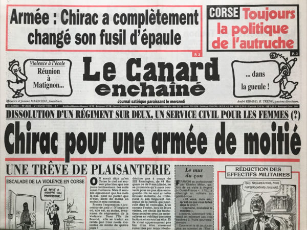 Couac ! | N° 3930 du Canard Enchaîné - 21 Février 1996 | Nos Exemplaires du Canard Enchaîné sont archivés dans de bonnes conditions de conservation (obscurité, hygrométrie maitrisée et faible température), ce qui s'avère indispensable pour des journaux anciens. | 3930