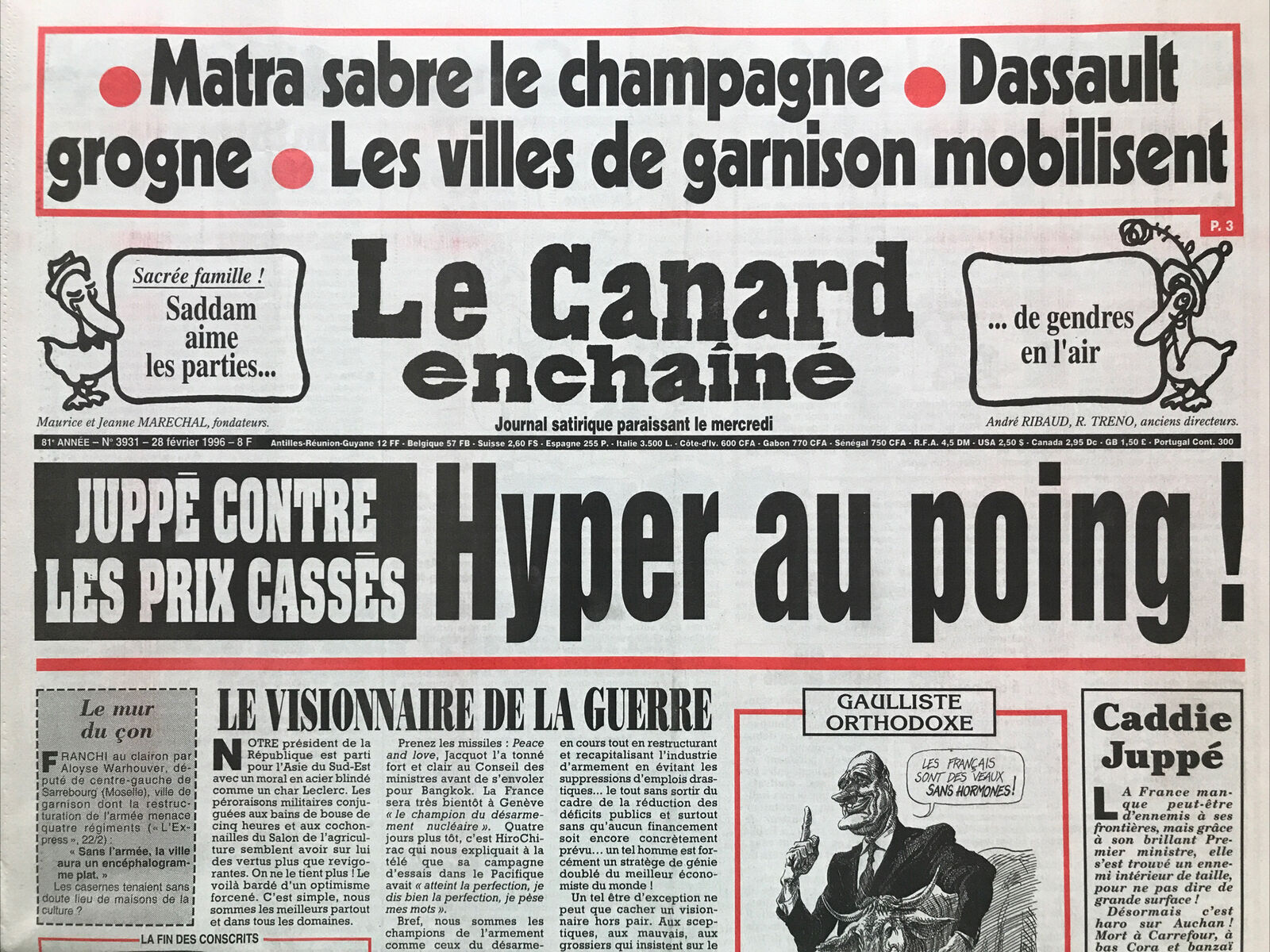 Couac ! | Acheter un Canard | Vente d'Anciens Journaux du Canard Enchaîné. Des Journaux Satiriques de Collection, Historiques & Authentiques de 1916 à 2004 ! | 3931