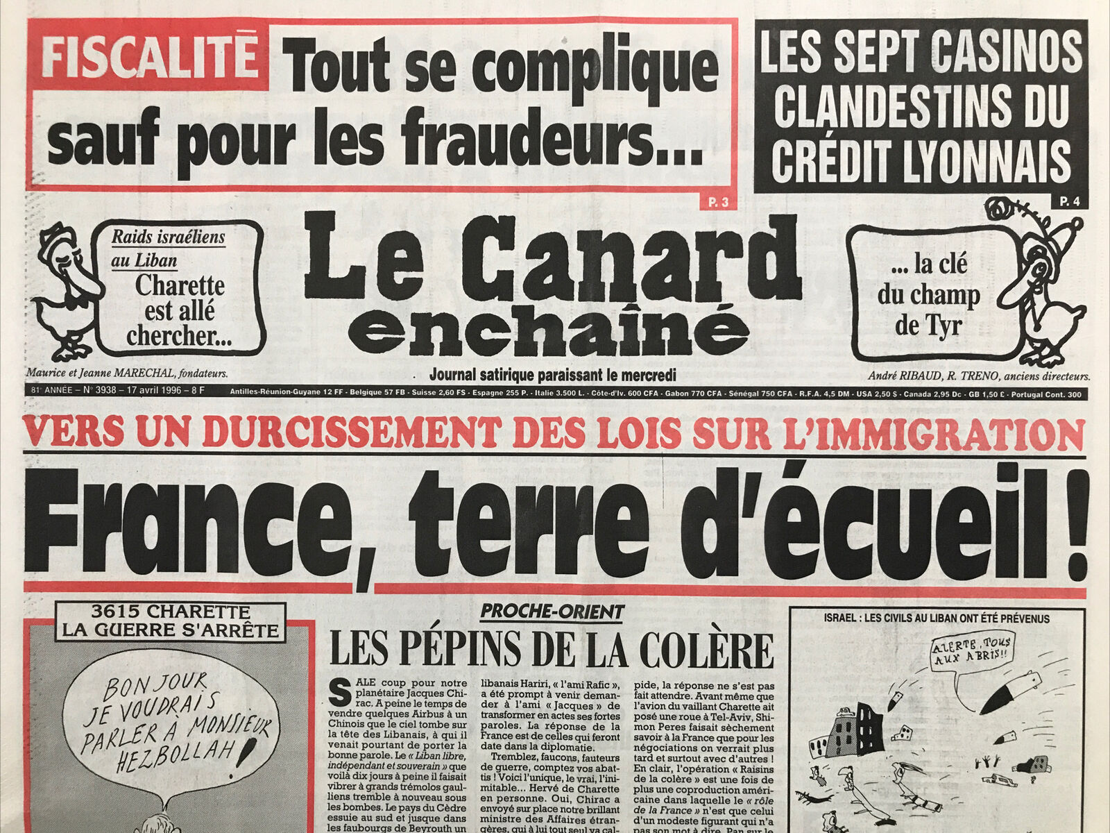 Couac ! | Acheter un Canard | Vente d'Anciens Journaux du Canard Enchaîné. Des Journaux Satiriques de Collection, Historiques & Authentiques de 1916 à 2004 ! | 3938