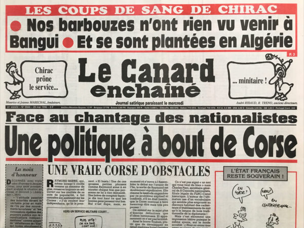 Couac ! | N° 3944 du Canard Enchaîné - 29 Mai 1996 | Nos Exemplaires du Canard Enchaîné sont archivés dans de bonnes conditions de conservation (obscurité, hygrométrie maitrisée et faible température), ce qui s'avère indispensable pour des journaux anciens. | 3944