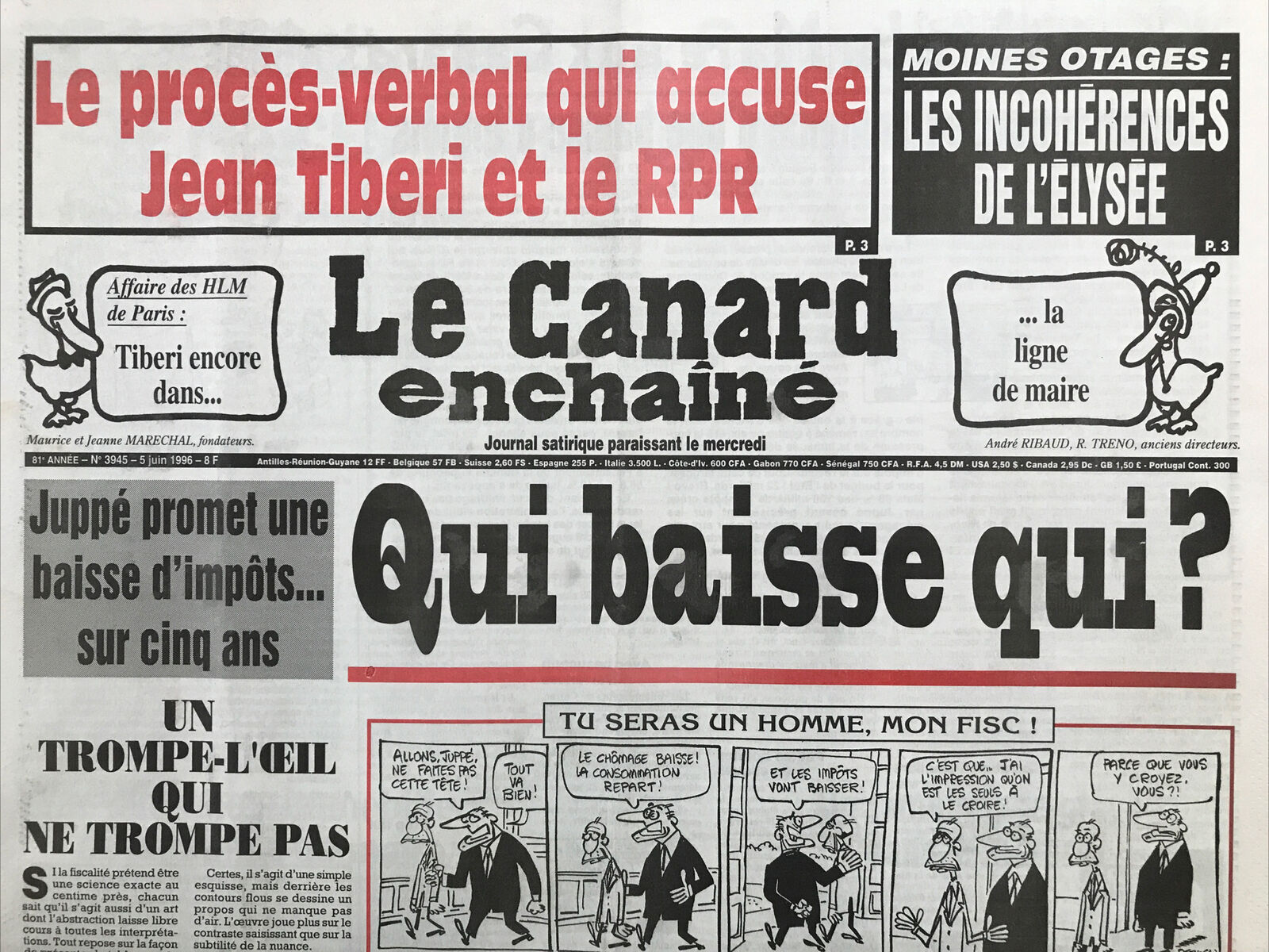 Couac ! | Acheter un Canard | Vente d'Anciens Journaux du Canard Enchaîné. Des Journaux Satiriques de Collection, Historiques & Authentiques de 1916 à 2004 ! | 3945