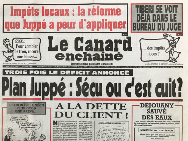 Couac ! | N° 3946 du Canard Enchaîné - 12 Juin 1996 | Nos Exemplaires du Canard Enchaîné sont archivés dans de bonnes conditions de conservation (obscurité, hygrométrie maitrisée et faible température), ce qui s'avère indispensable pour des journaux anciens. | 3946