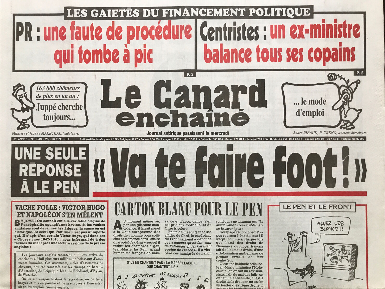 Couac ! | Acheter un Canard | Vente d'Anciens Journaux du Canard Enchaîné. Des Journaux Satiriques de Collection, Historiques & Authentiques de 1916 à 2004 ! | 3948