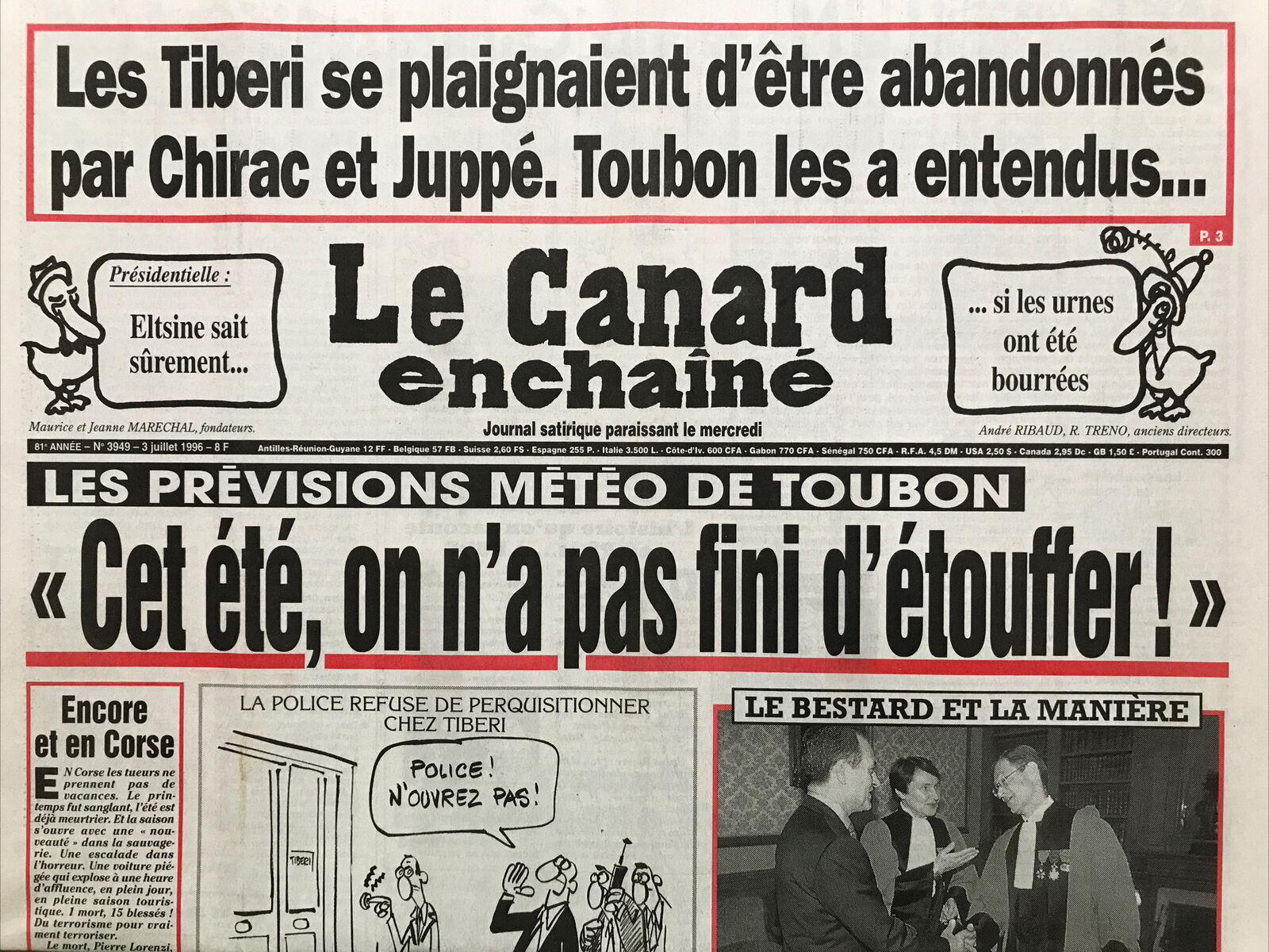 Couac ! | Acheter un Canard | Vente d'Anciens Journaux du Canard Enchaîné. Des Journaux Satiriques de Collection, Historiques & Authentiques de 1916 à 2004 ! | 3949