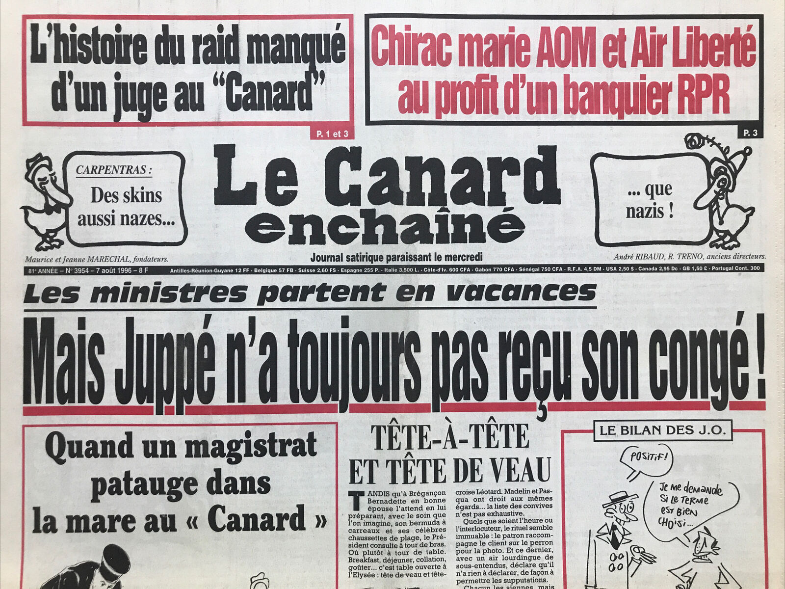 Couac ! | Acheter un Canard | Vente d'Anciens Journaux du Canard Enchaîné. Des Journaux Satiriques de Collection, Historiques & Authentiques de 1916 à 2004 ! | 3954