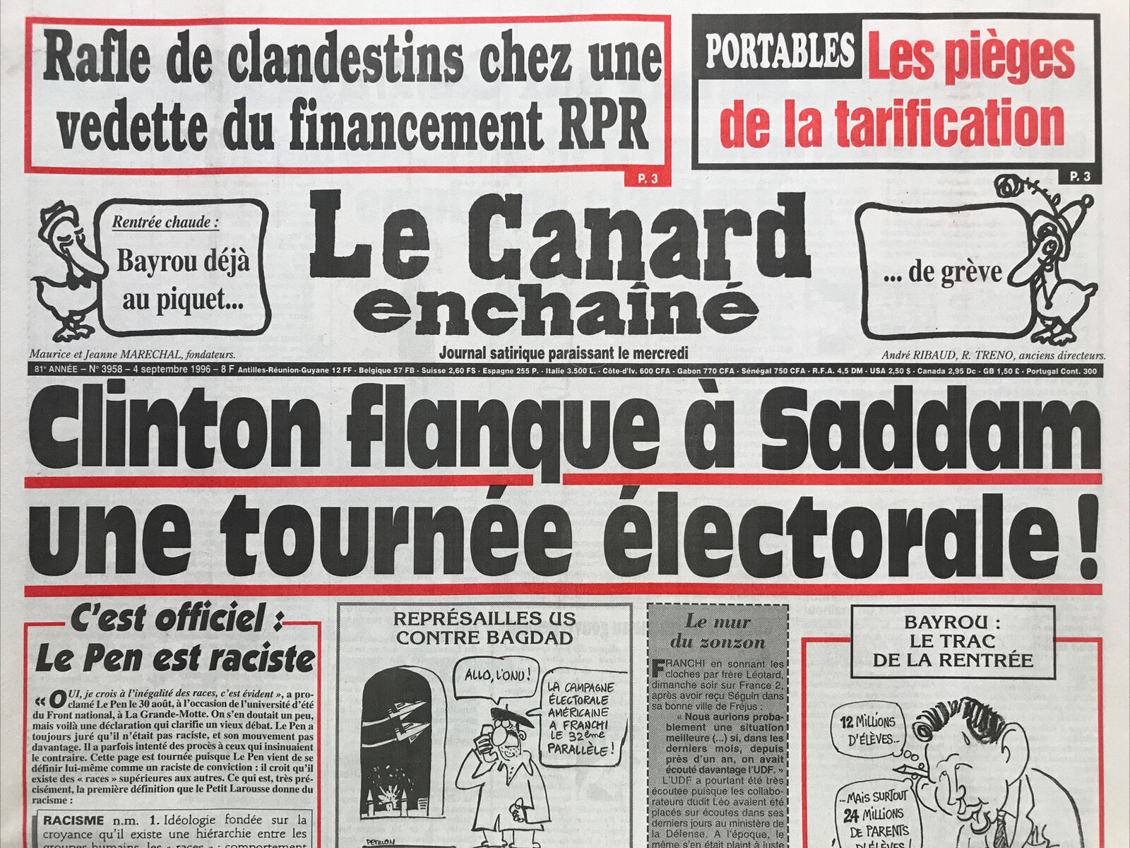 Couac ! | Acheter un Canard | Vente d'Anciens Journaux du Canard Enchaîné. Des Journaux Satiriques de Collection, Historiques & Authentiques de 1916 à 2004 ! | 3958