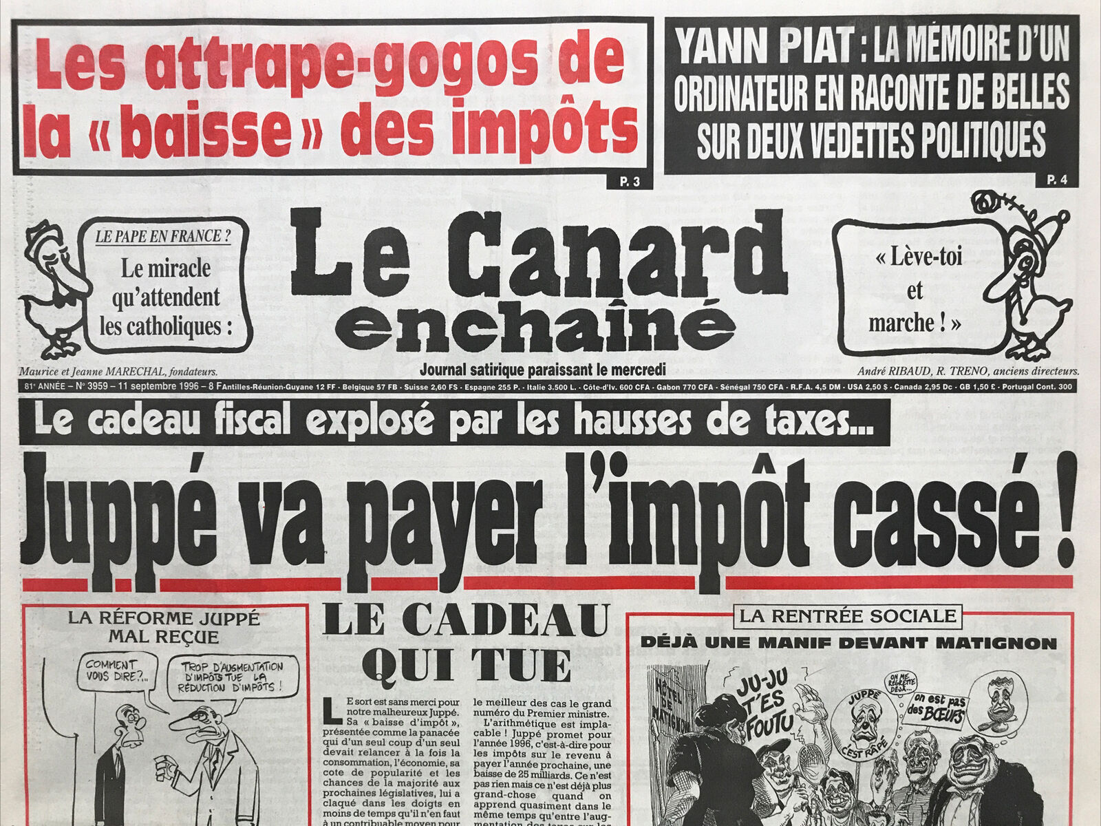 Couac ! | Acheter un Canard | Vente d'Anciens Journaux du Canard Enchaîné. Des Journaux Satiriques de Collection, Historiques & Authentiques de 1916 à 2004 ! | 3959