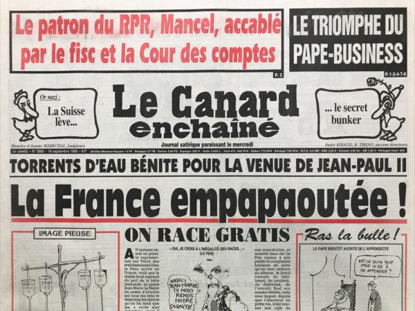 Couac ! | N° 3960 du Canard Enchaîné - 18 Septembre 1996 | Nos Exemplaires du Canard Enchaîné sont archivés dans de bonnes conditions de conservation (obscurité, hygrométrie maitrisée et faible température), ce qui s'avère indispensable pour des journaux anciens. | 3960