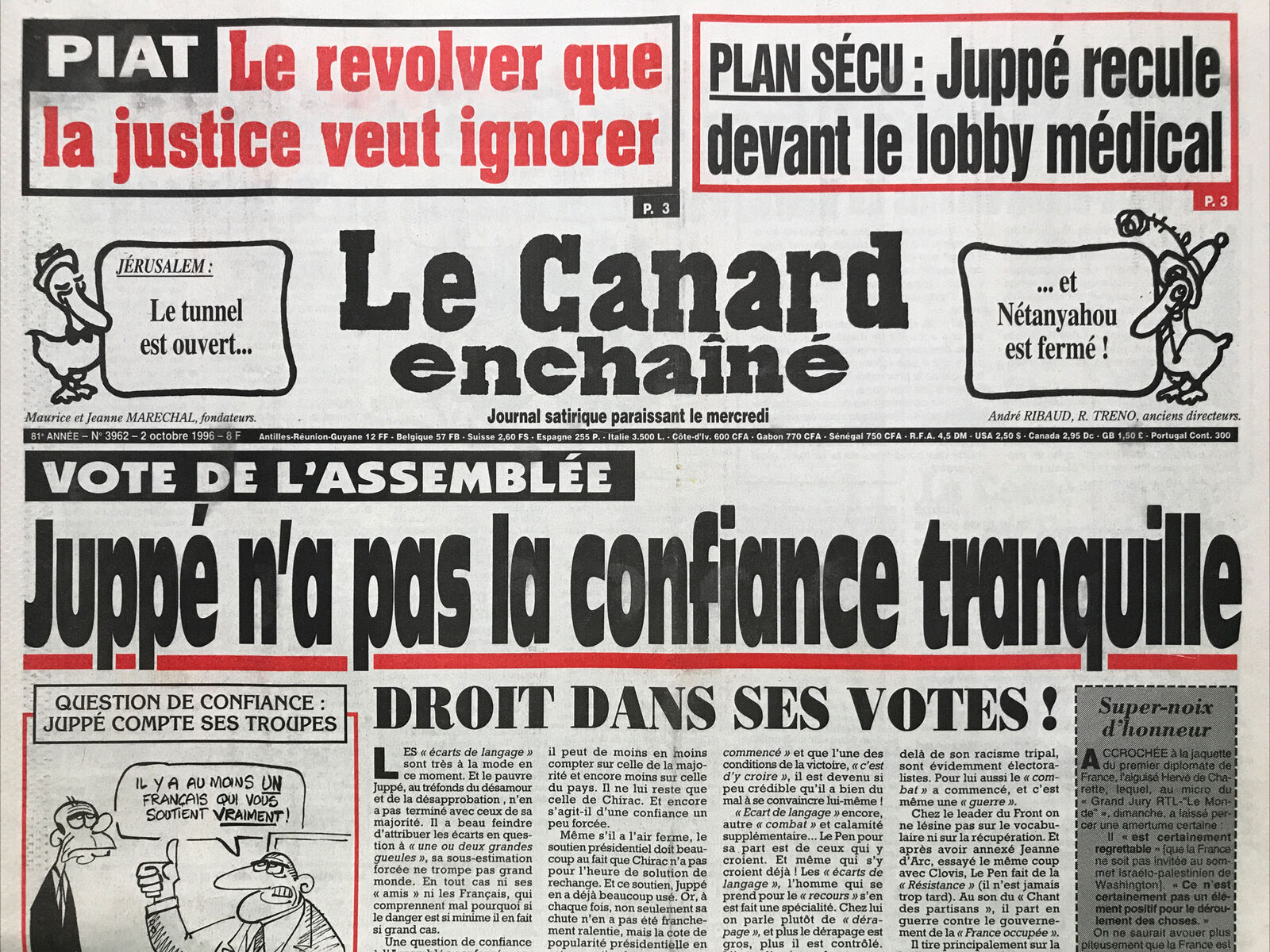 Couac ! | Acheter un Canard | Vente d'Anciens Journaux du Canard Enchaîné. Des Journaux Satiriques de Collection, Historiques & Authentiques de 1916 à 2004 ! | 3962