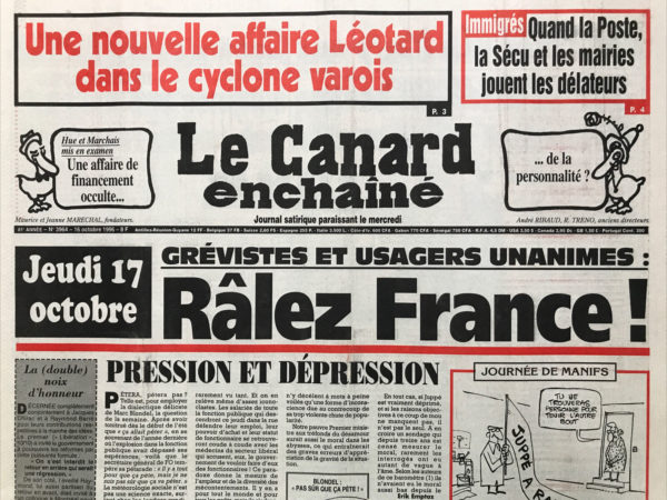 Couac ! | N° 3964 du Canard Enchaîné - 16 Octobre 1996 | Nos Exemplaires du Canard Enchaîné sont archivés dans de bonnes conditions de conservation (obscurité, hygrométrie maitrisée et faible température), ce qui s'avère indispensable pour des journaux anciens. | 3964