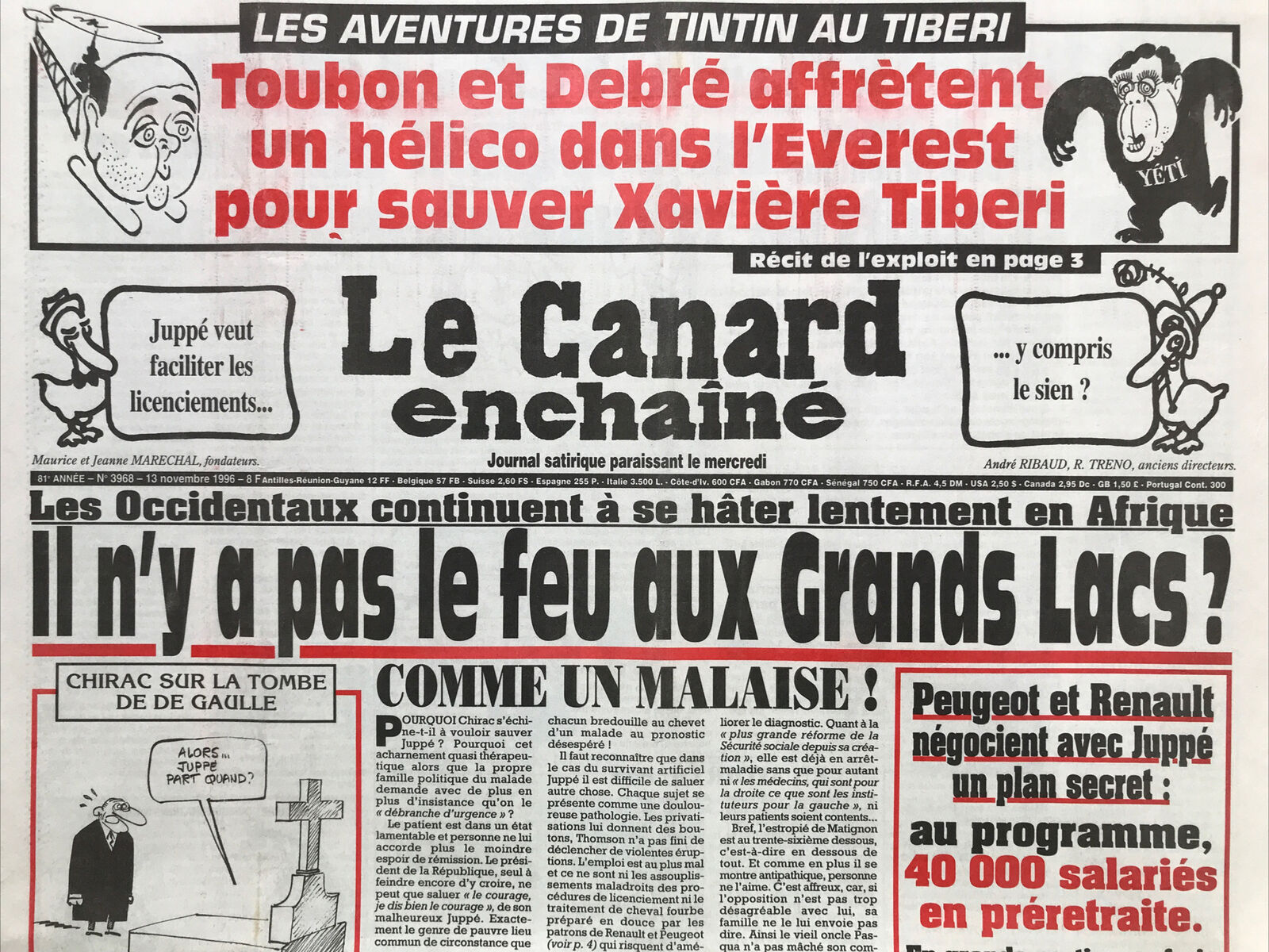 Couac ! | Acheter un Canard | Vente d'Anciens Journaux du Canard Enchaîné. Des Journaux Satiriques de Collection, Historiques & Authentiques de 1916 à 2004 ! | 3968