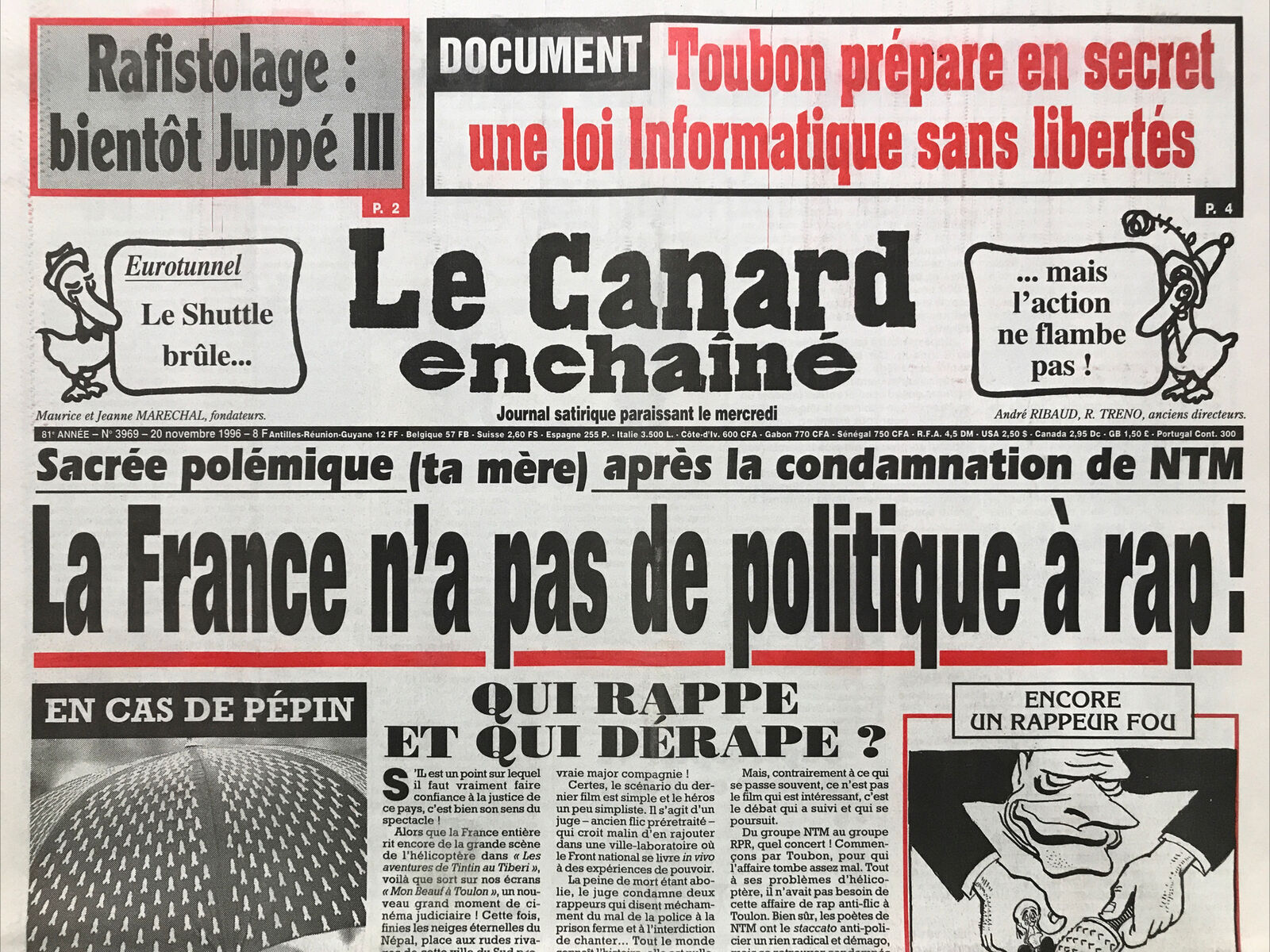 Couac ! | Acheter un Canard | Vente d'Anciens Journaux du Canard Enchaîné. Des Journaux Satiriques de Collection, Historiques & Authentiques de 1916 à 2004 ! | 3969