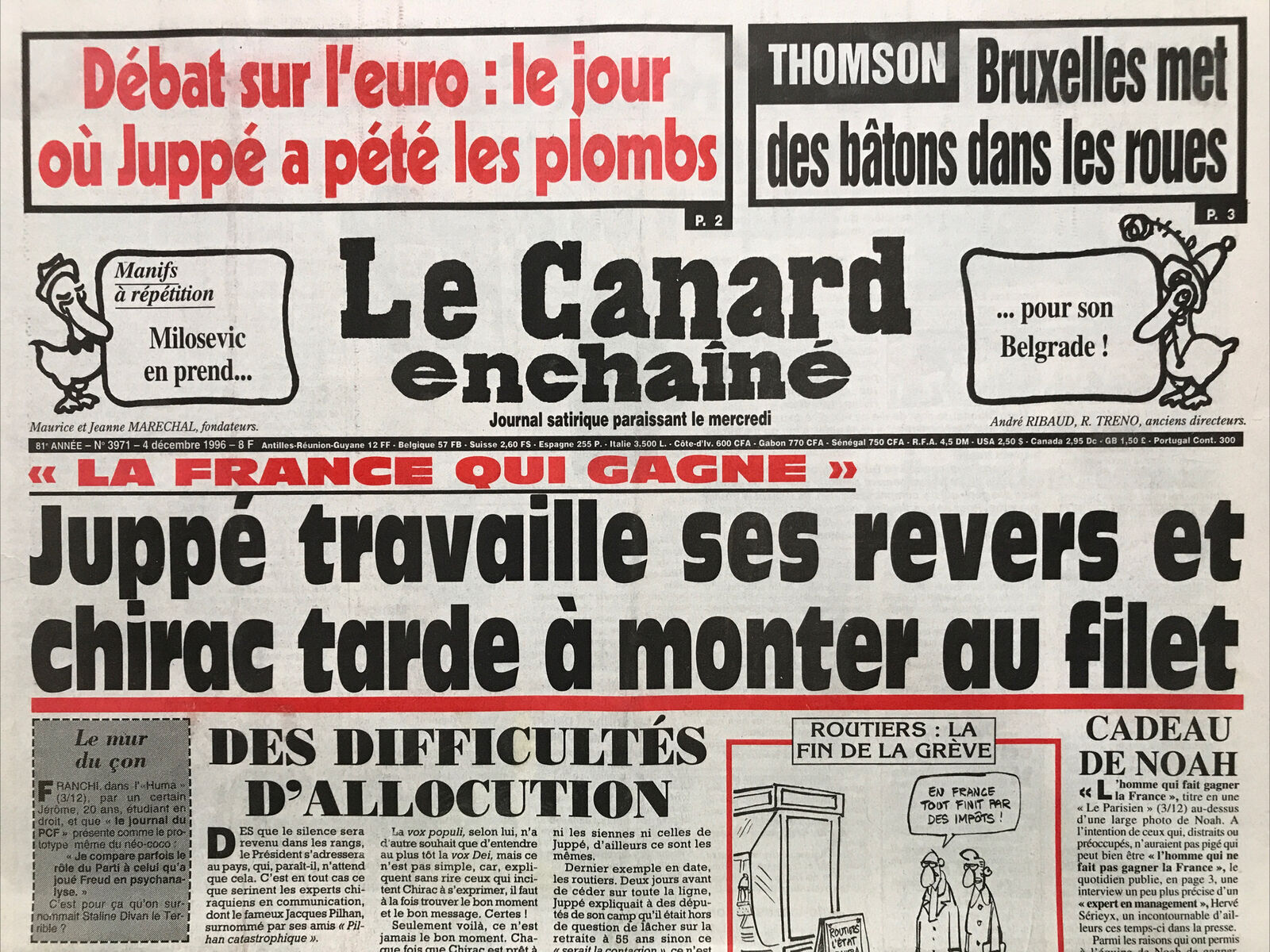 Couac ! | Acheter un Canard | Vente d'Anciens Journaux du Canard Enchaîné. Des Journaux Satiriques de Collection, Historiques & Authentiques de 1916 à 2004 ! | 3971