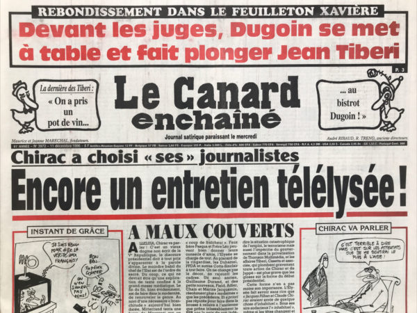 Couac ! | N° 3972 du Canard Enchaîné - 11 Décembre 1996 | Nos Exemplaires du Canard Enchaîné sont archivés dans de bonnes conditions de conservation (obscurité, hygrométrie maitrisée et faible température), ce qui s'avère indispensable pour des journaux anciens. | 3972