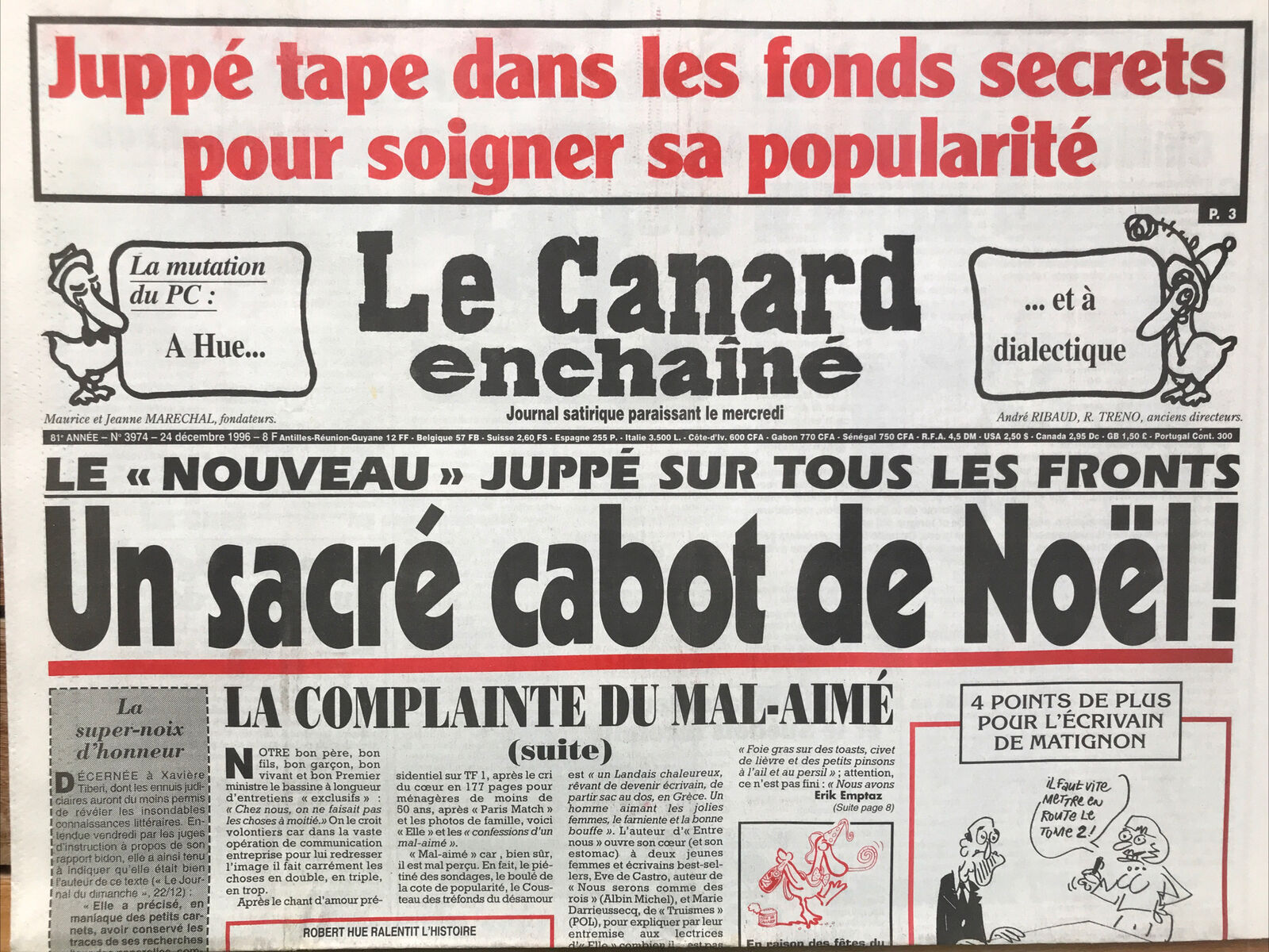 Couac ! | Acheter un Canard | Vente d'Anciens Journaux du Canard Enchaîné. Des Journaux Satiriques de Collection, Historiques & Authentiques de 1916 à 2004 ! | 3974