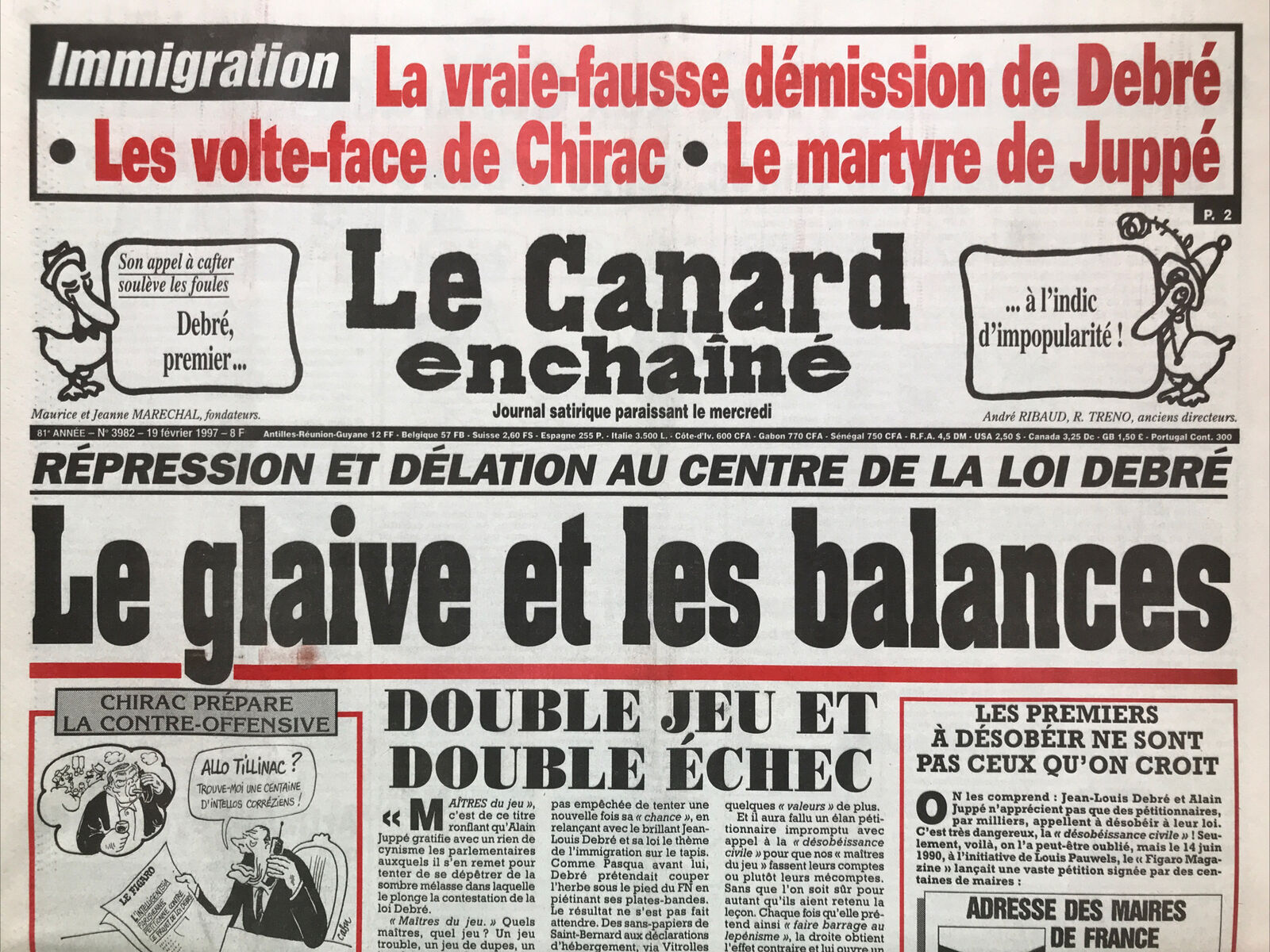 Couac ! | Acheter un Canard | Vente d'Anciens Journaux du Canard Enchaîné. Des Journaux Satiriques de Collection, Historiques & Authentiques de 1916 à 2004 ! | 3982