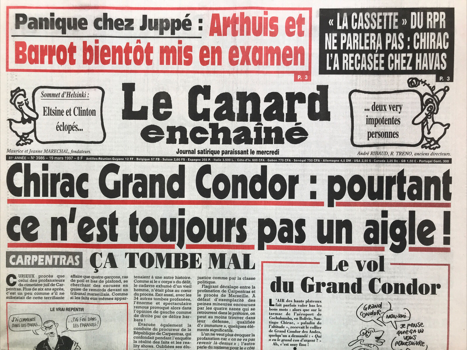 Couac ! | Acheter un Canard | Vente d'Anciens Journaux du Canard Enchaîné. Des Journaux Satiriques de Collection, Historiques & Authentiques de 1916 à 2004 ! | 3986