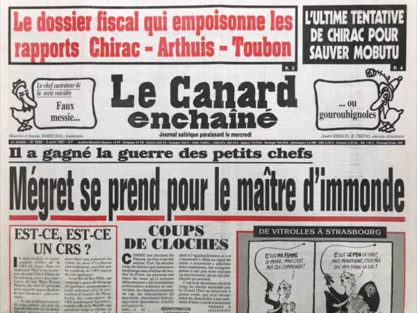 Couac ! | N° 3988 du Canard Enchaîné - 2 Avril 1997 | Nos Exemplaires du Canard Enchaîné sont archivés dans de bonnes conditions de conservation (obscurité, hygrométrie maitrisée et faible température), ce qui s'avère indispensable pour des journaux anciens. | 3988