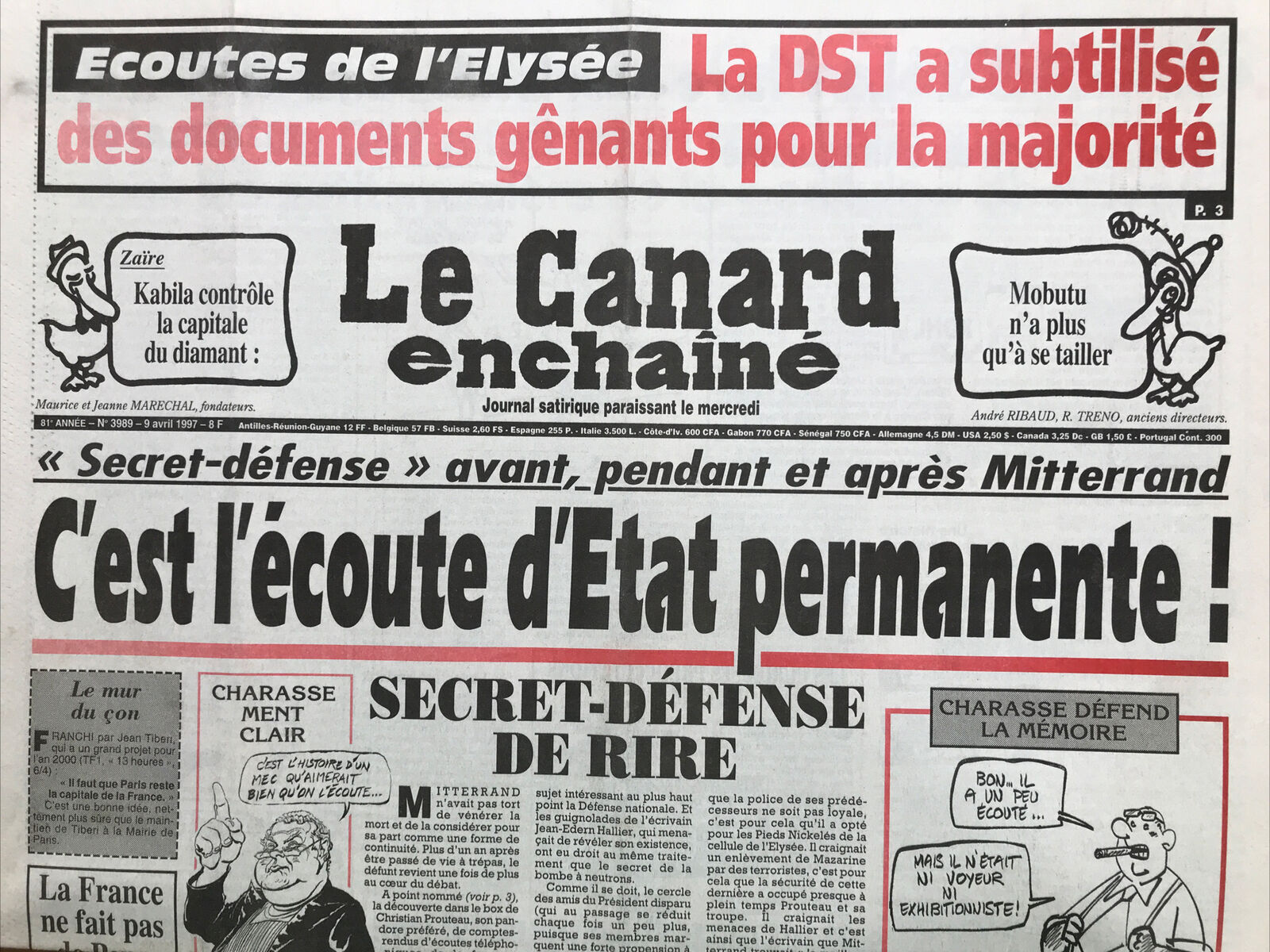 Couac ! | Acheter un Canard | Vente d'Anciens Journaux du Canard Enchaîné. Des Journaux Satiriques de Collection, Historiques & Authentiques de 1916 à 2004 ! | 3989