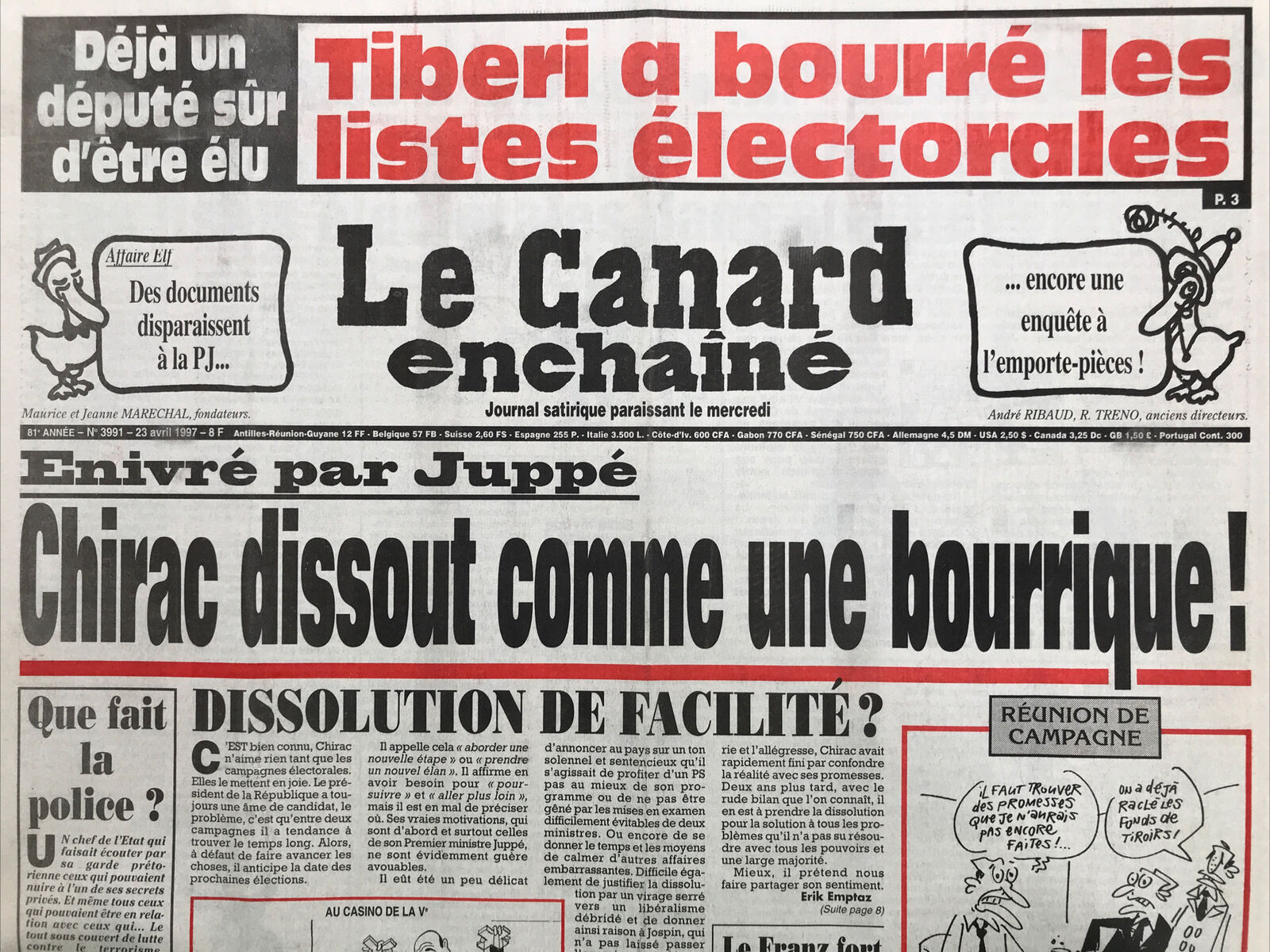 Couac ! | Acheter un Canard | Vente d'Anciens Journaux du Canard Enchaîné. Des Journaux Satiriques de Collection, Historiques & Authentiques de 1916 à 2004 ! | 3991