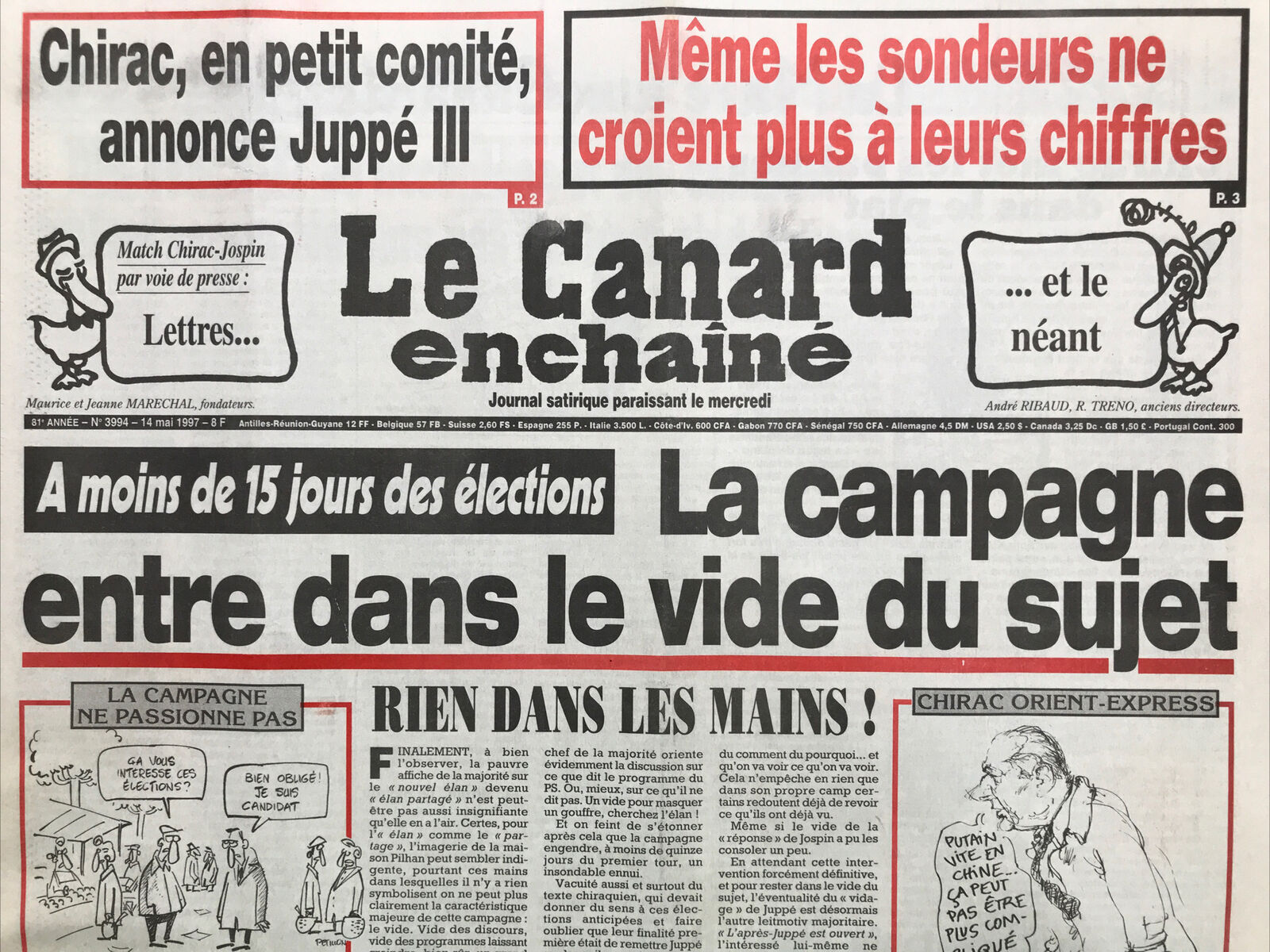 Couac ! | Acheter un Canard | Vente d'Anciens Journaux du Canard Enchaîné. Des Journaux Satiriques de Collection, Historiques & Authentiques de 1916 à 2004 ! | 3994