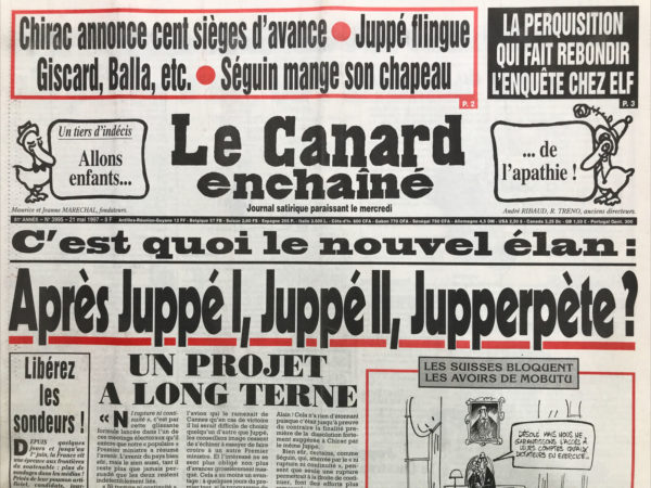 Couac ! | N° 3995 du Canard Enchaîné - 21 Mai 1997 | Nos Exemplaires du Canard Enchaîné sont archivés dans de bonnes conditions de conservation (obscurité, hygrométrie maitrisée et faible température), ce qui s'avère indispensable pour des journaux anciens. | 3995