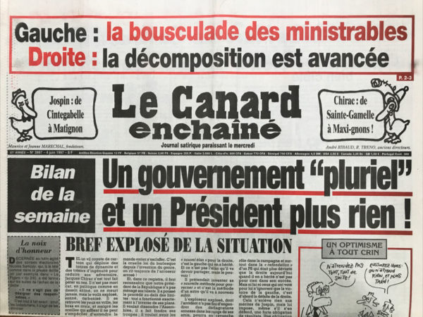 Couac ! | N° 3997 du Canard Enchaîné - 4 Juin 1997 | Nos Exemplaires du Canard Enchaîné sont archivés dans de bonnes conditions de conservation (obscurité, hygrométrie maitrisée et faible température), ce qui s'avère indispensable pour des journaux anciens. | 3997