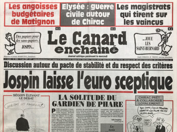 Couac ! | N° 3998 du Canard Enchaîné - 11 Juin 1997 | Nos Exemplaires du Canard Enchaîné sont archivés dans de bonnes conditions de conservation (obscurité, hygrométrie maitrisée et faible température), ce qui s'avère indispensable pour des journaux anciens. | 3998