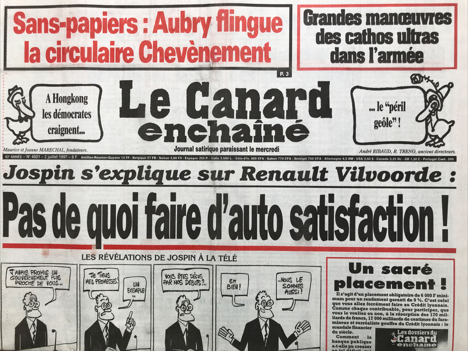 Couac ! | Acheter un Canard | Vente d'Anciens Journaux du Canard Enchaîné. Des Journaux Satiriques de Collection, Historiques & Authentiques de 1916 à 2004 ! | 4001