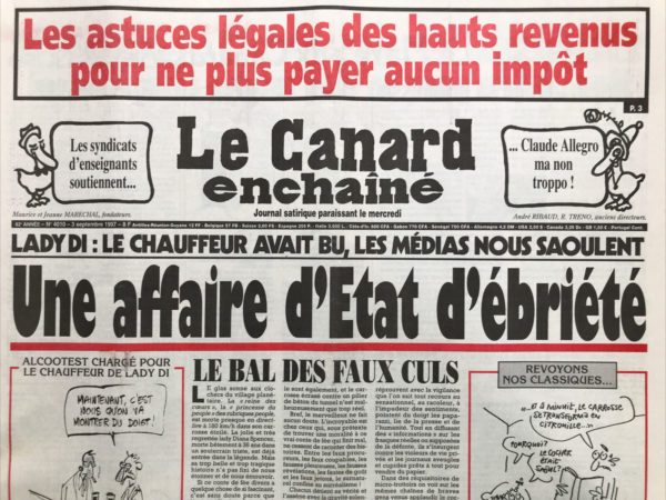 Couac ! | N° 4010 du Canard Enchaîné - 3 Septembre 1997 | Nos Exemplaires du Canard Enchaîné sont archivés dans de bonnes conditions de conservation (obscurité, hygrométrie maitrisée et faible température), ce qui s'avère indispensable pour des journaux anciens. | 4010