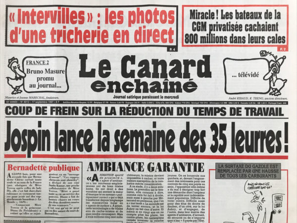 Couac ! | N° 4012 du Canard Enchaîné - 17 Septembre 1997 | Nos Exemplaires du Canard Enchaîné sont archivés dans de bonnes conditions de conservation (obscurité, hygrométrie maitrisée et faible température), ce qui s'avère indispensable pour des journaux anciens. | 4012