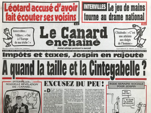 Couac ! | N° 4013 du Canard Enchaîné - 24 Septembre 1997 | Nos Exemplaires du Canard Enchaîné sont archivés dans de bonnes conditions de conservation (obscurité, hygrométrie maitrisée et faible température), ce qui s'avère indispensable pour des journaux anciens. | 4013