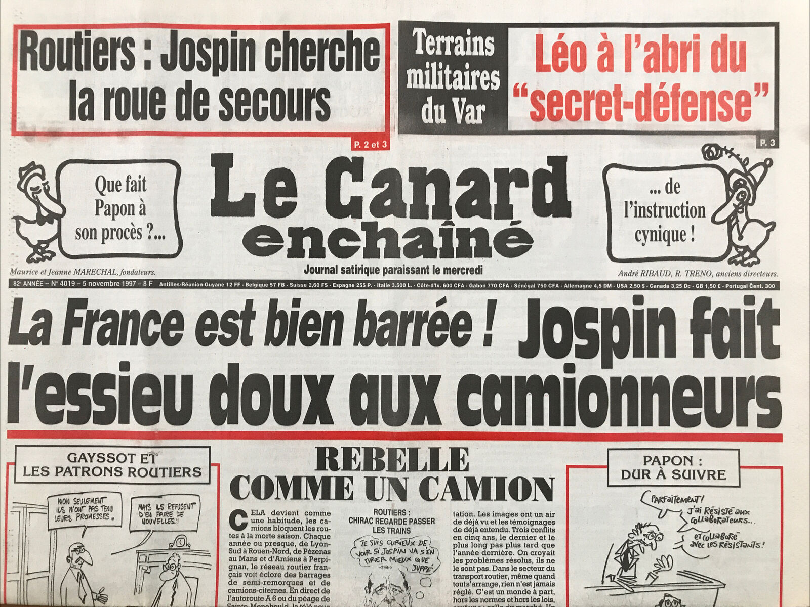 Couac ! | Acheter un Canard | Vente d'Anciens Journaux du Canard Enchaîné. Des Journaux Satiriques de Collection, Historiques & Authentiques de 1916 à 2004 ! | 4019