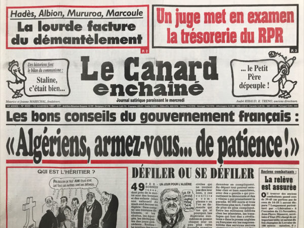 Couac ! | N° 4020 du Canard Enchaîné - 12 Novembre 1997 | Nos Exemplaires du Canard Enchaîné sont archivés dans de bonnes conditions de conservation (obscurité, hygrométrie maitrisée et faible température), ce qui s'avère indispensable pour des journaux anciens. | 4020