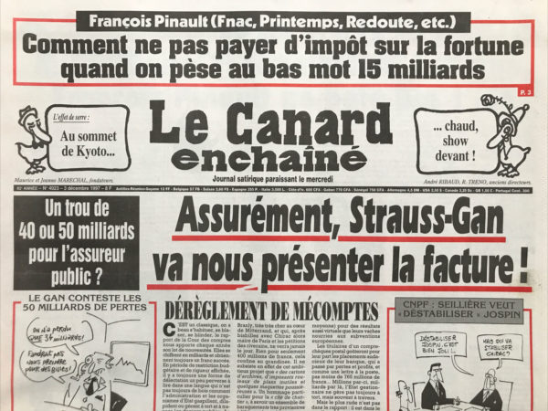 Couac ! | N° 4023 du Canard Enchaîné - 3 Décembre 1997 | Nos Exemplaires du Canard Enchaîné sont archivés dans de bonnes conditions de conservation (obscurité, hygrométrie maitrisée et faible température), ce qui s'avère indispensable pour des journaux anciens. | 4023