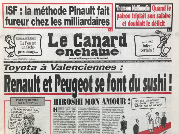 Couac ! | N° 4024 du Canard Enchaîné - 10 Décembre 1997 | Nos Exemplaires du Canard Enchaîné sont archivés dans de bonnes conditions de conservation (obscurité, hygrométrie maitrisée et faible température), ce qui s'avère indispensable pour des journaux anciens. | 4024