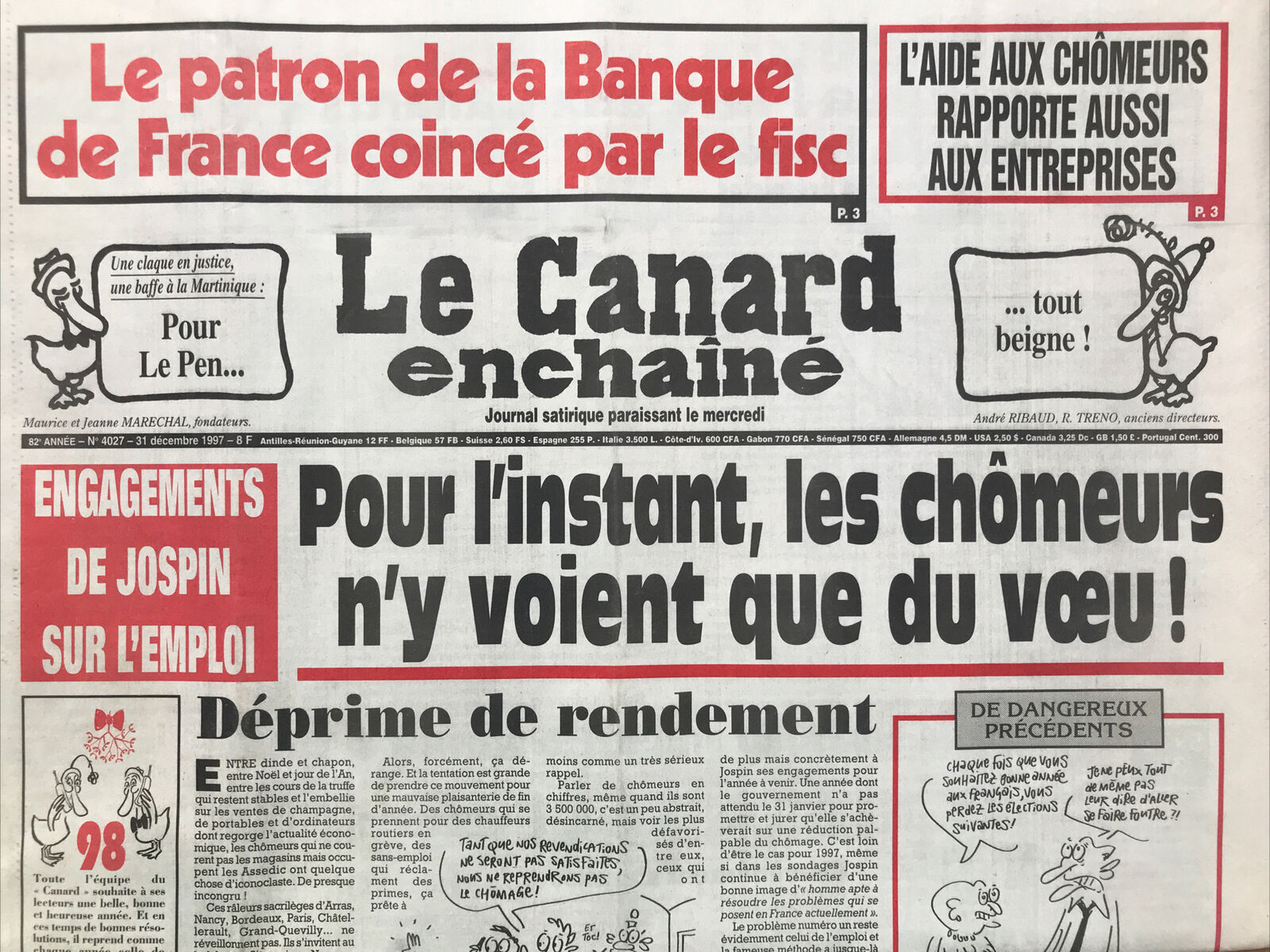 Couac ! | Acheter un Canard | Vente d'Anciens Journaux du Canard Enchaîné. Des Journaux Satiriques de Collection, Historiques & Authentiques de 1916 à 2004 ! | 4027