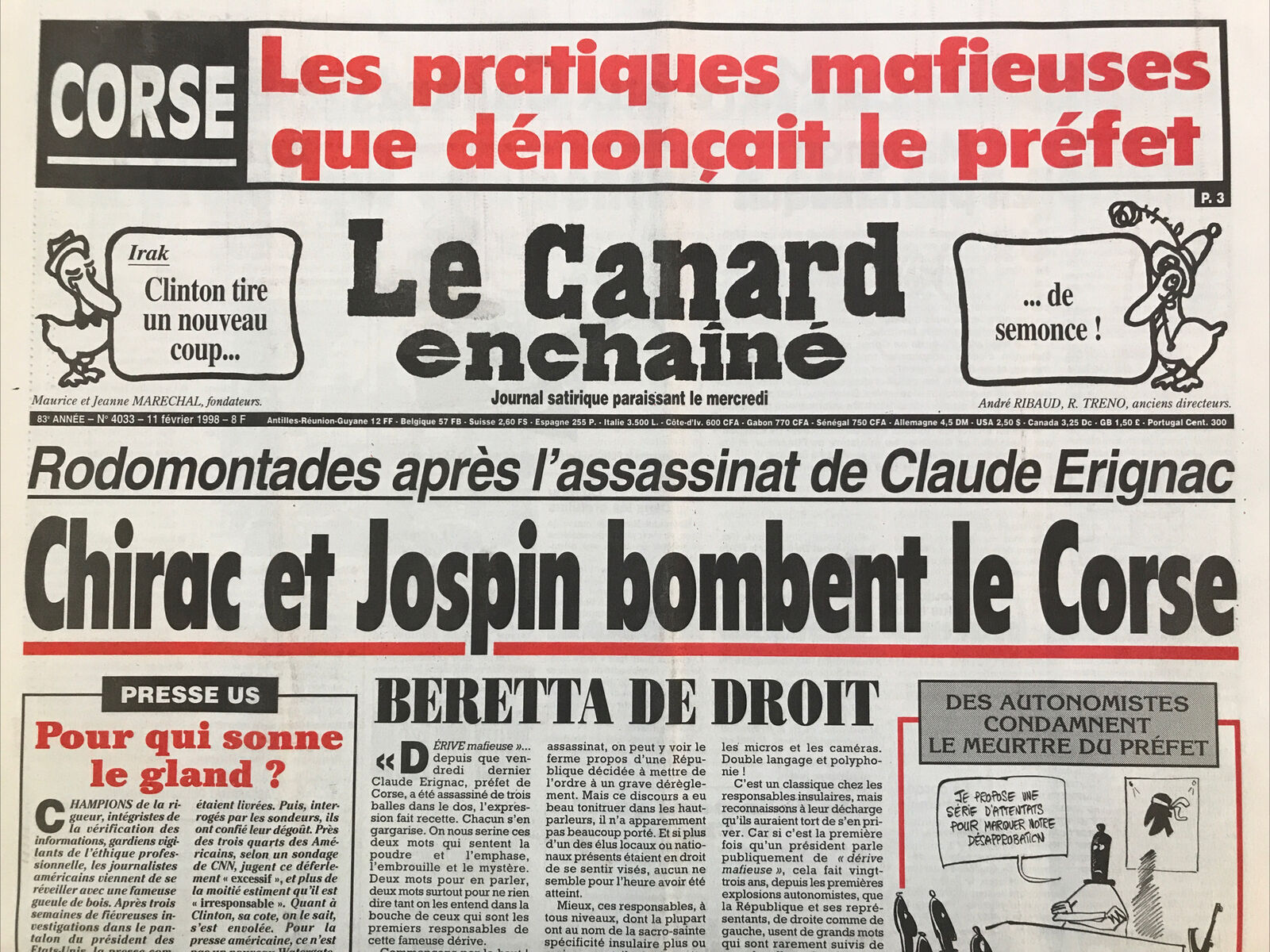 Couac ! | Acheter un Canard | Vente d'Anciens Journaux du Canard Enchaîné. Des Journaux Satiriques de Collection, Historiques & Authentiques de 1916 à 2004 ! | 4033