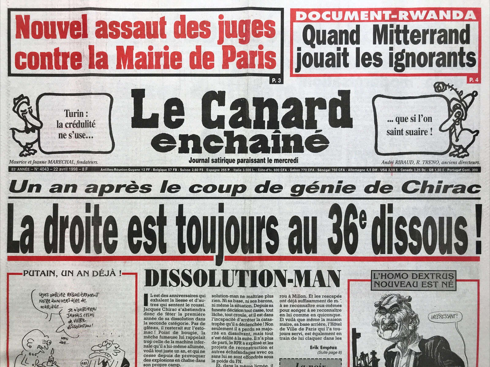 Couac ! | Acheter un Canard | Vente d'Anciens Journaux du Canard Enchaîné. Des Journaux Satiriques de Collection, Historiques & Authentiques de 1916 à 2004 ! | 4043