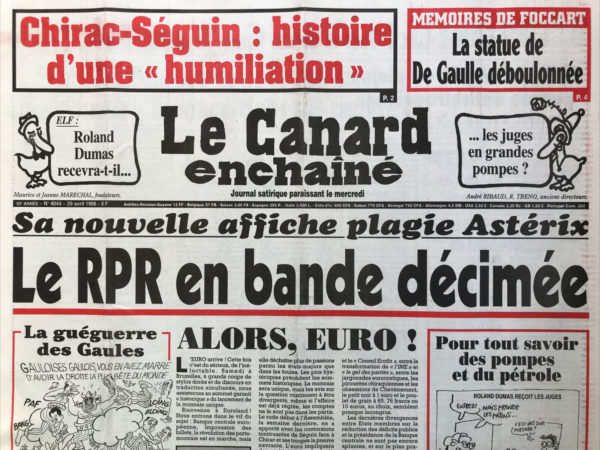 Couac ! | N° 4044 du Canard Enchaîné - 29 Avril 1998 | Nos Exemplaires du Canard Enchaîné sont archivés dans de bonnes conditions de conservation (obscurité, hygrométrie maitrisée et faible température), ce qui s'avère indispensable pour des journaux anciens. | 4044