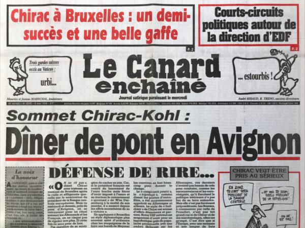 Couac ! | N° 4045 du Canard Enchaîné - 6 Mai 1998 | Nos Exemplaires du Canard Enchaîné sont archivés dans de bonnes conditions de conservation (obscurité, hygrométrie maitrisée et faible température), ce qui s'avère indispensable pour des journaux anciens. | 4045