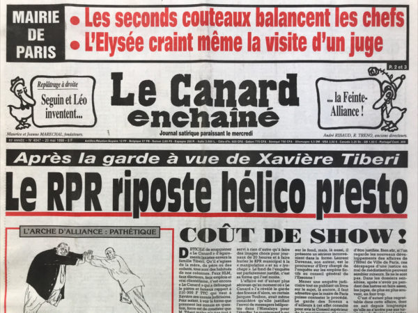 Couac ! | N° 4047 du Canard Enchaîné - 20 Mai 1998 | Nos Exemplaires du Canard Enchaîné sont archivés dans de bonnes conditions de conservation (obscurité, hygrométrie maitrisée et faible température), ce qui s'avère indispensable pour des journaux anciens. | 4047