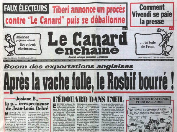 Couac ! | N° 4051 du Canard Enchaîné - 17 Juin 1998 | Nos Exemplaires du Canard Enchaîné sont archivés dans de bonnes conditions de conservation (obscurité, hygrométrie maitrisée et faible température), ce qui s'avère indispensable pour des journaux anciens. | 4051