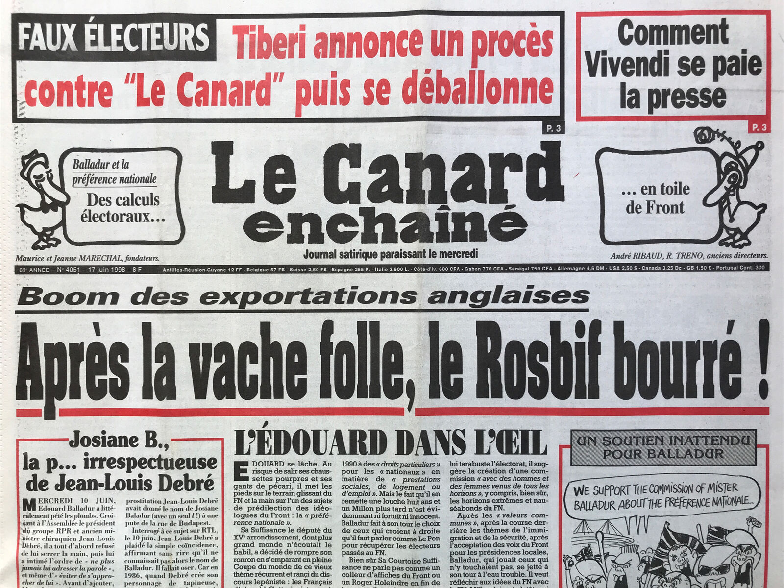 Couac ! | Acheter un Canard | Vente d'Anciens Journaux du Canard Enchaîné. Des Journaux Satiriques de Collection, Historiques & Authentiques de 1916 à 2004 ! | 4051