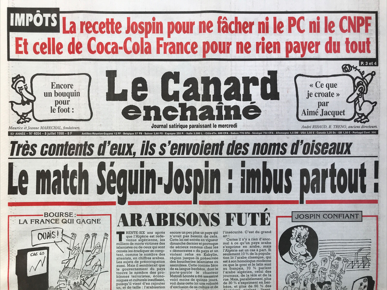 Couac ! | Acheter un Canard | Vente d'Anciens Journaux du Canard Enchaîné. Des Journaux Satiriques de Collection, Historiques & Authentiques de 1916 à 2004 ! | 4054