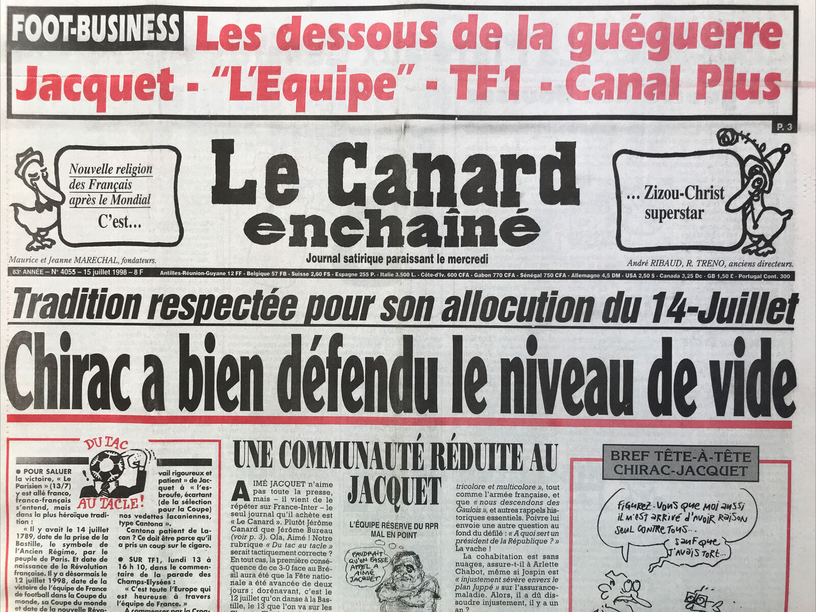 Couac ! | Acheter un Canard | Vente d'Anciens Journaux du Canard Enchaîné. Des Journaux Satiriques de Collection, Historiques & Authentiques de 1916 à 2004 ! | 4055