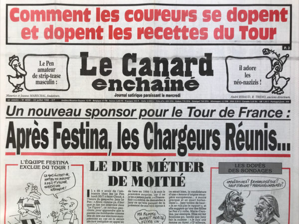 Couac ! | N° 4056 du Canard Enchaîné - 22 Juillet 1998 | Nos Exemplaires du Canard Enchaîné sont archivés dans de bonnes conditions de conservation (obscurité, hygrométrie maitrisée et faible température), ce qui s'avère indispensable pour des journaux anciens. | 4056