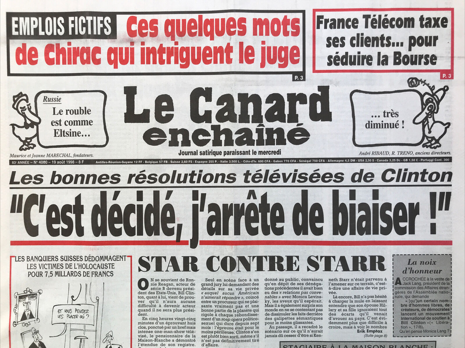 Couac ! | Acheter un Canard | Vente d'Anciens Journaux du Canard Enchaîné. Des Journaux Satiriques de Collection, Historiques & Authentiques de 1916 à 2004 ! | 4060