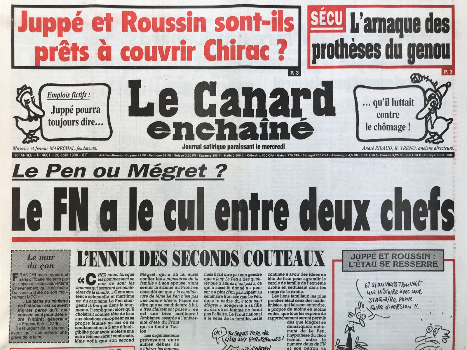 Couac ! | Acheter un Canard | Vente d'Anciens Journaux du Canard Enchaîné. Des Journaux Satiriques de Collection, Historiques & Authentiques de 1916 à 2004 ! | 4061